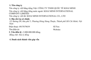 GIẤY PHÉP ĐĂNG KÝ KINH DOANH