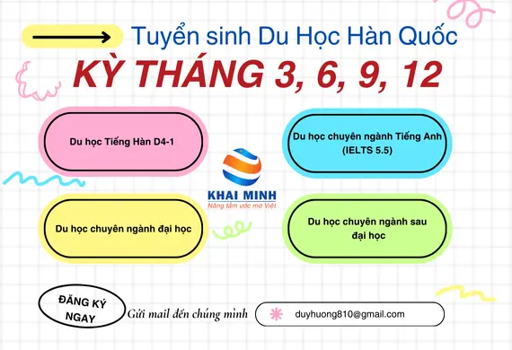 TUYỂN SINH DU HỌC HÀN QUỐC CÁC KỲ THÁNG 3, 6, 9, 12